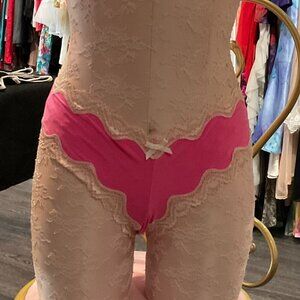 PINK Victoria's Secret Stretch Back Lace-Up Cheeky Underwear Size L Pink